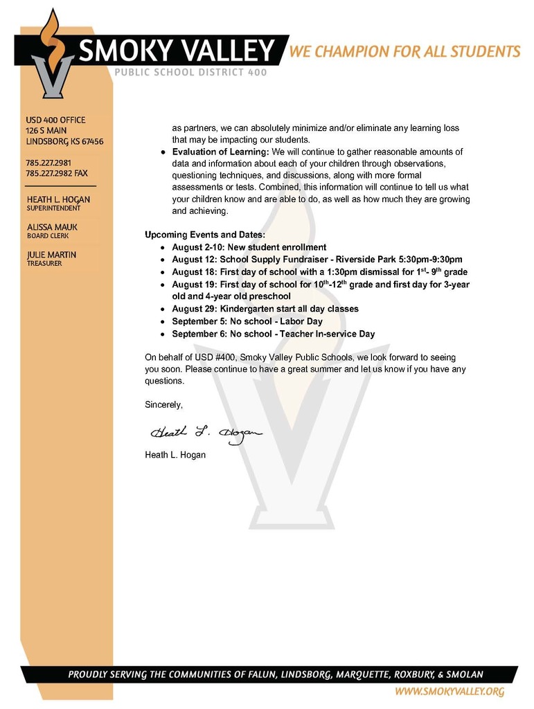 Welcome Letter 